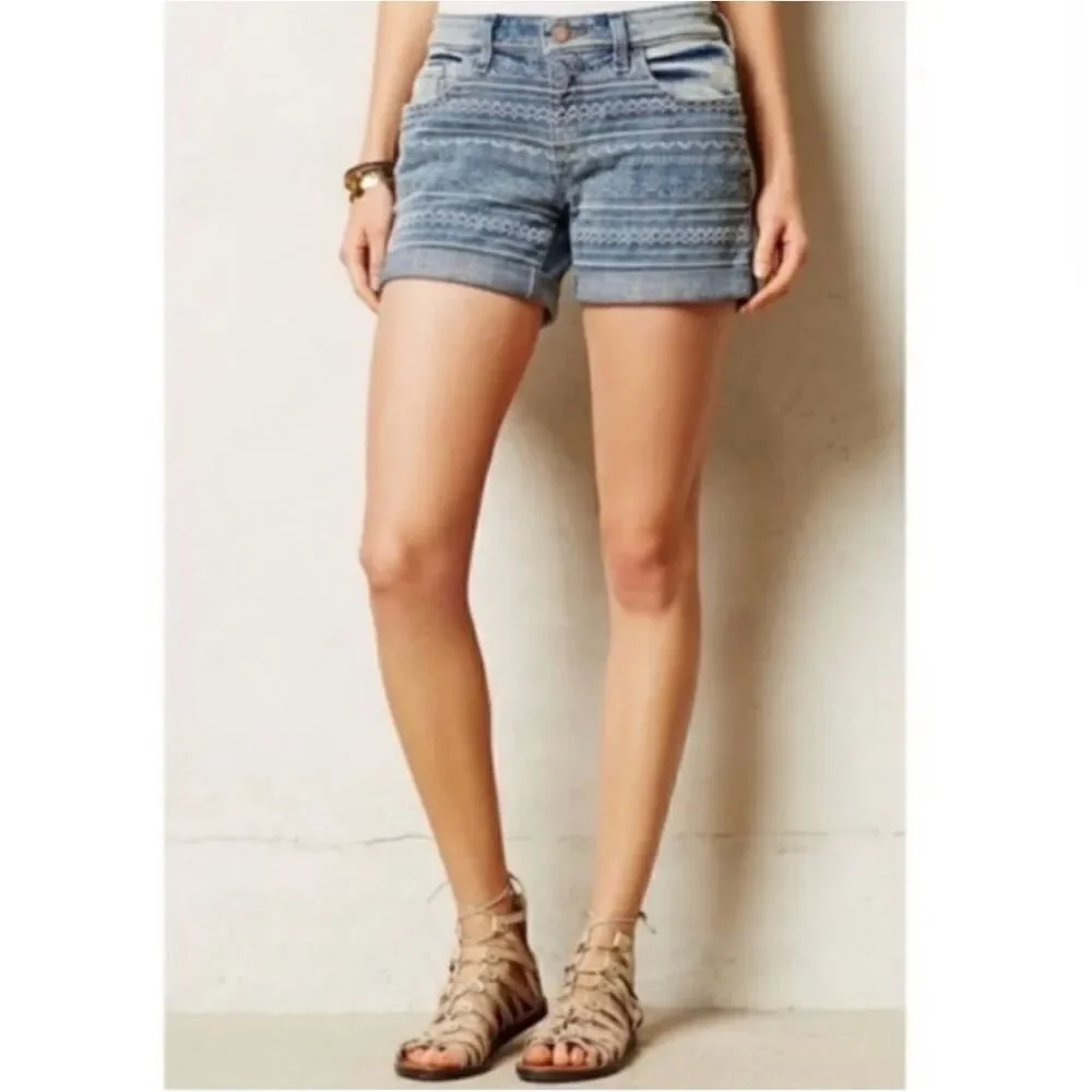 Pilcro embroidered boho STET midi shorts size 27 - Picture 2 of 10